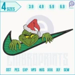 Grinch Swoosh Embroidery Designs, Grinch Swoosh machine embroidery fil