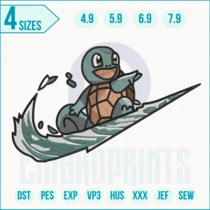 Squirtle swoosh Embroidery Designs, Squirtle swoosh machine embroidery file