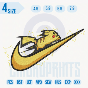 Swoosh Pikachu Embroidery Designs, Swoosh Pikachu machine embroidery file