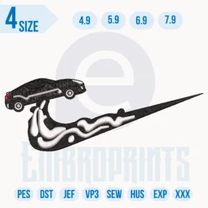 Swoosh Car Embroidery Designs, Swoosh Car machine embroidery file