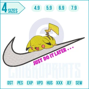 Swoosh Pikachu Embroidery Designs, Swoosh Pikachu machine embroidery file