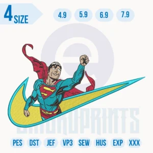 swoosh superman Embroidery Designs, swoosh superman machine embroidery file