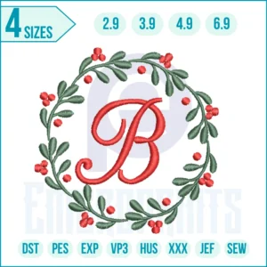 Floral Letter B Embroidery Designs, Floral Letter B machine embroidery file