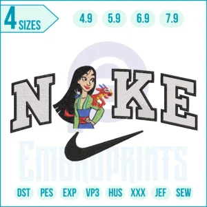 Nike Mulan Embroidery Designs, Nike Mulan machine embroidery file