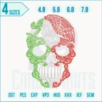 Mexican skull machine embroidery design, skull machine embroidery file, Mexican Sugar Skull