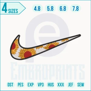 Flowers Swoosh Embroidery Design