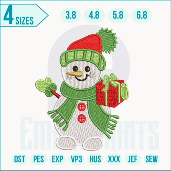 Christmas Snowman Embroidery Designs, Christmas Snowman machine embroidery file