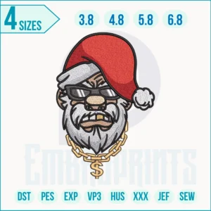 Santa Claus - Machine Embroidery Design, Christmas Santa Head Embroidery Pattern, Holly Decoration E