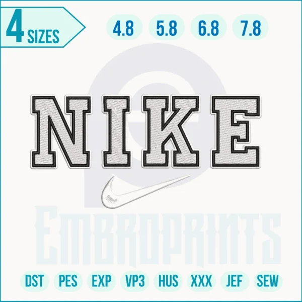 Nike Logo Black & White Embroidery Designs, Nike Logo Black & White machine embroidery file