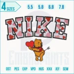 Nike Pooh with Heart Embroidery Designs, Nike Pooh with Heart machine embroidery file