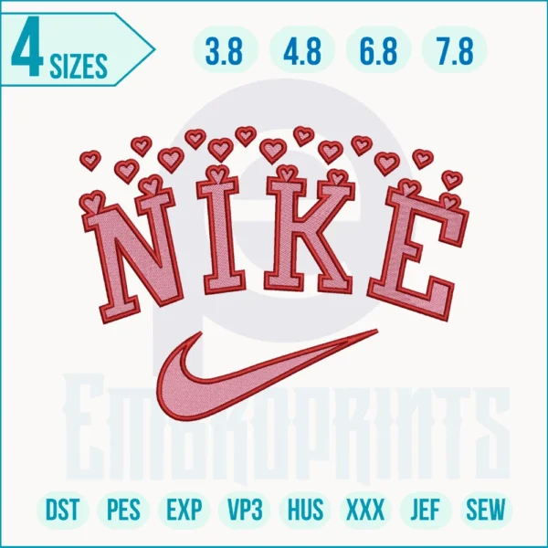 NIKE HEART Embroidery Designs