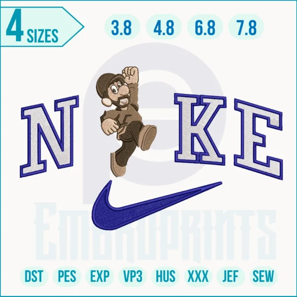 Nike Mario embroidery design, Nike Mario embroidery, Nike design