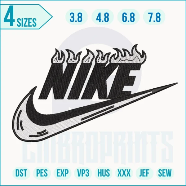 Nike flame embroidery design, Flame embroidery, Nike design