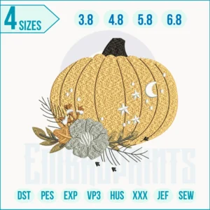 Pumpkin Embroidery Design | Floral Pumpkin Embroidery Design