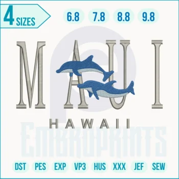 Maui Hawaii Embroidery Design