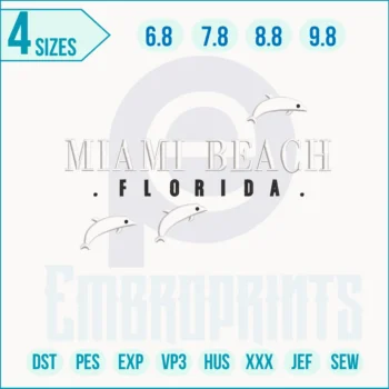 Miami Beach Embroidery Design Florida