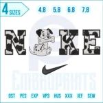 Nike Dog With Bone Embroidery Design