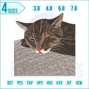 Sleeping Cat Embroidery Design