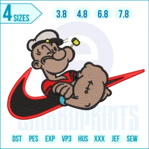 Swoosh Popeye Embroidery Design