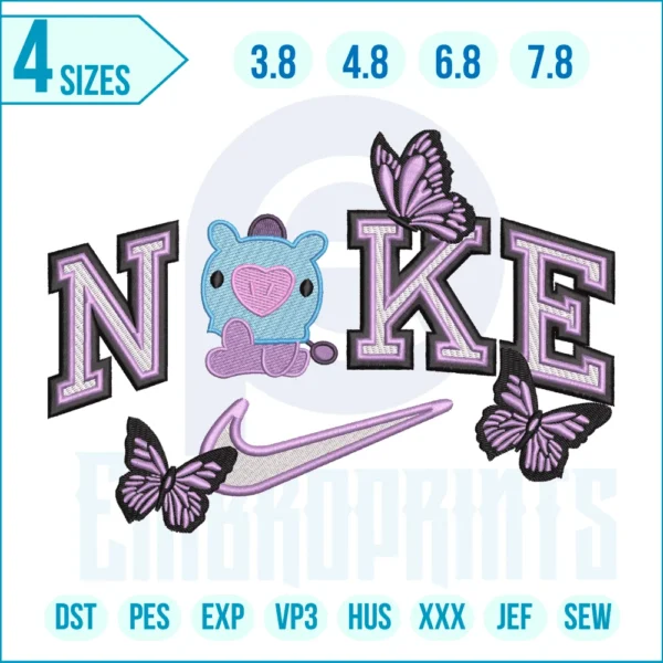 Nike Bear x Butterfly Embroidery Design