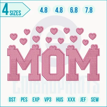 MOM Heart Embroidery Designs