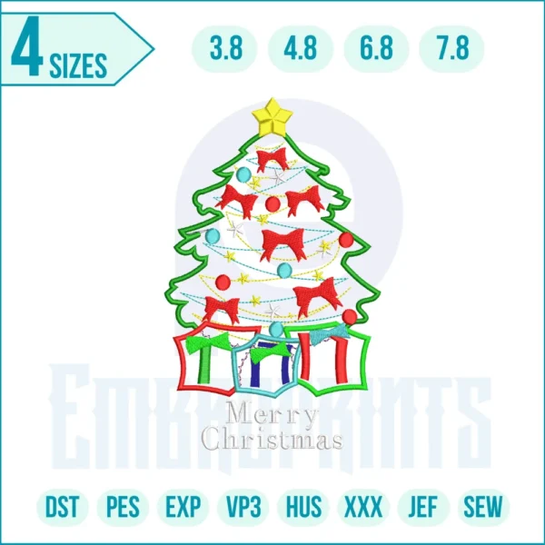 Christmas applique embroidery design