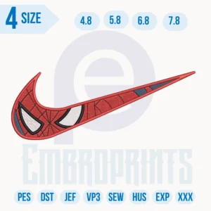 Swoosh Spiderman Embroidery Design