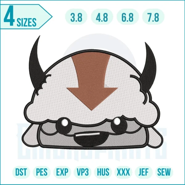 Appa Avatar Cute Embroidery Design