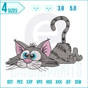 Free Lazy Cat Embroidery Design