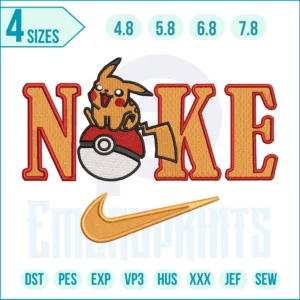 Nike embroidery design with pikachu