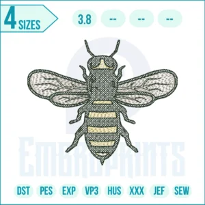 Free Bee Sketch Embroidery Design