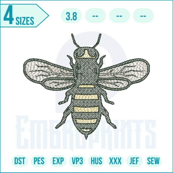 Free Bee Sketch Embroidery Design