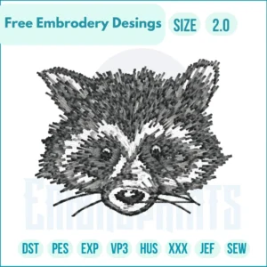 Free Raccoon Face Embroidery Designs