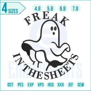 Freak In The Sheets Ghost Embroidery Design