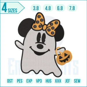 Mini Ghost Halloween Embroidery Design