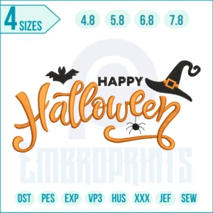 Happy Halloween Embroidery Design