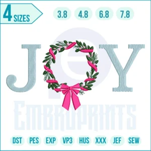 Joy wreath Embroidery Design