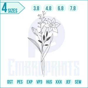 Month Flower Embroidery Design