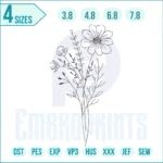 Birth Flower Embroidery Design