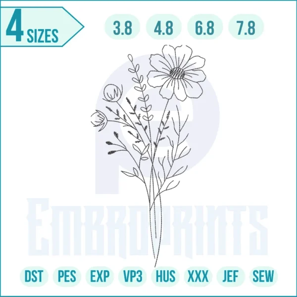 Birth Flower Embroidery Design