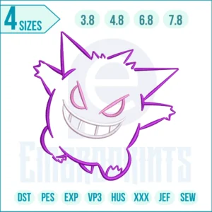 Gengar Pokemon Embroidery Design