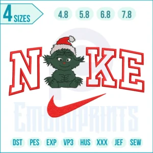 Christmas Nike Grinch Embroidery Design