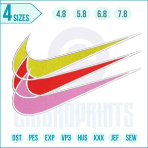 Three Swoosh Embroidery Design