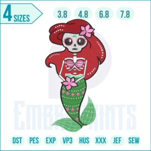 Ariel Skull Embroidery Design