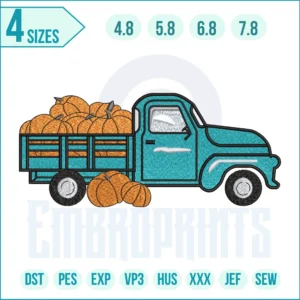 Pumpkin Truck Embroidery Design