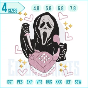 Scream Ghost Face Embroidery Designs