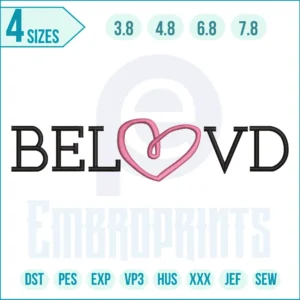 Beloved Word Text Embroidery Design