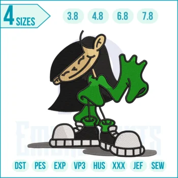 "Kuki Sanban embroidery design – cartoon-style machine embroidery pattern inspired by Codename: Kids Next Door, perfect for fans and custom apparel projects."