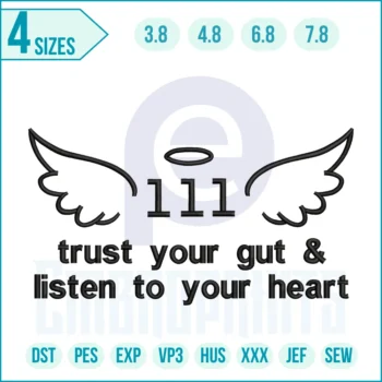 Angel Number 111 With Wings Embroidery Design