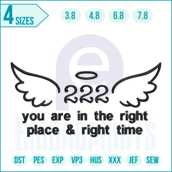 Angel Number 222 With Wings Embroidery Design Design